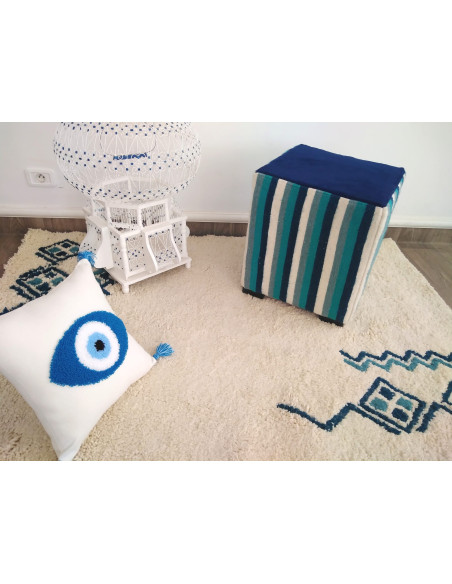 Kilim-style cube pouf