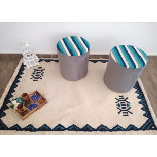 Kilim Style Round Pouf