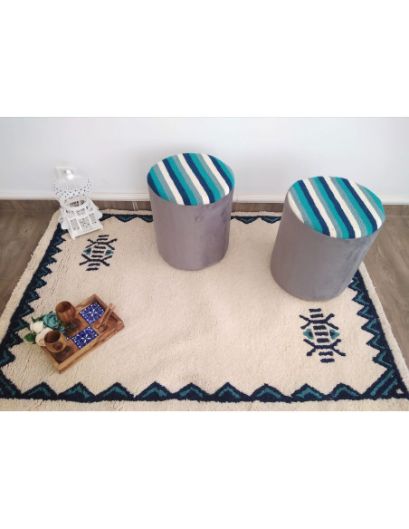 Kilim Style Round Pouf