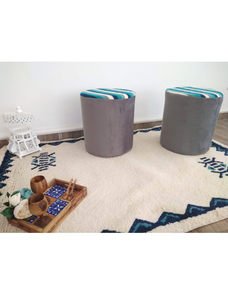 Kilim Style Round Pouf