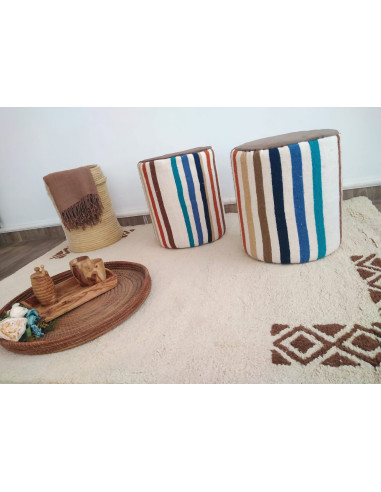 Striped kilim pouf