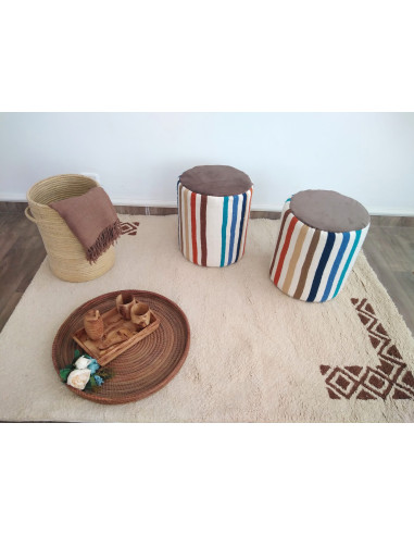 Striped kilim pouf