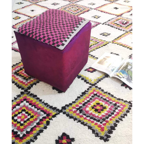 Pouf décoratif Rose style kilim