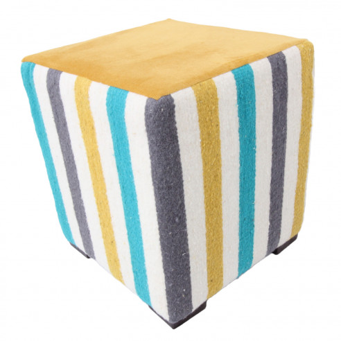 Square pouf in kilim fabric, ethnic chic decor