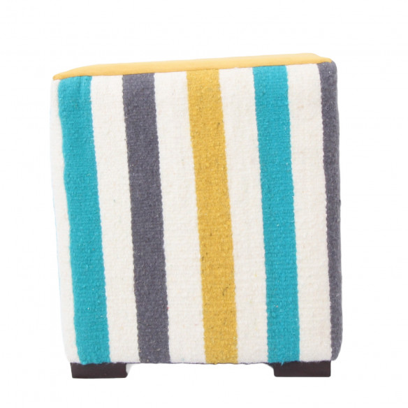 Square pouf in kilim fabric, ethnic chic decor