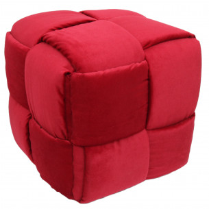 Pouf tressé en Tissu Rouge