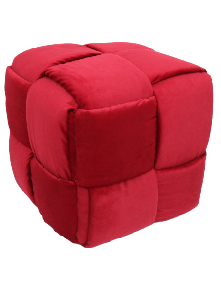 Woven Ottoman in Red Fabric