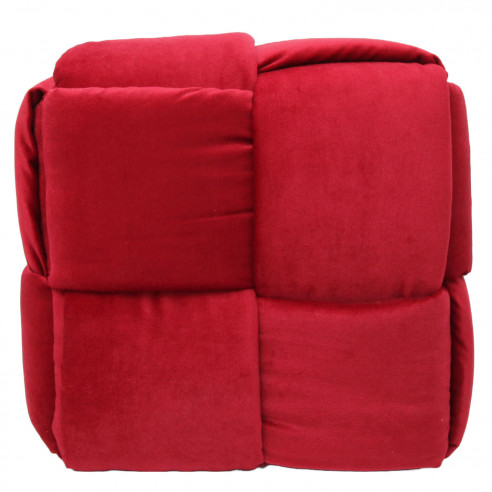 Pouf tressé en Tissu Rouge