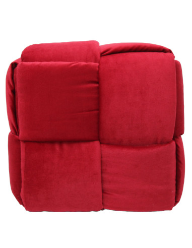 Woven Ottoman in Red Fabric