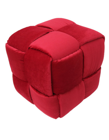 Woven Ottoman in Red Fabric