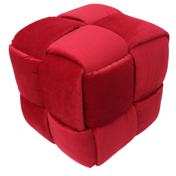 Pouf tressé en Tissu Rouge