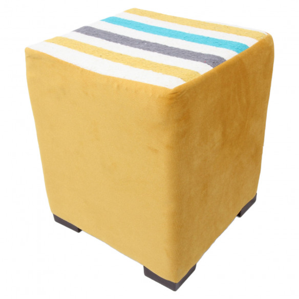 Pouf tressé en laine kilim