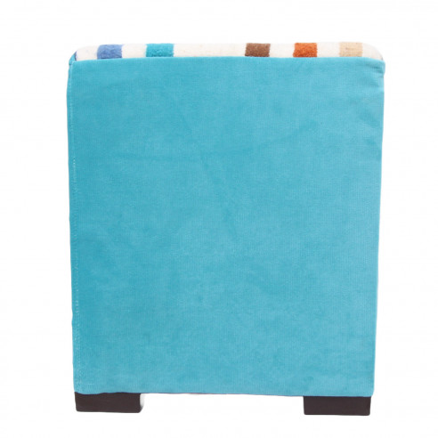 Blue fabric and kilim square pouf