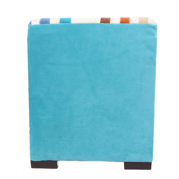 Blue fabric and kilim square pouf