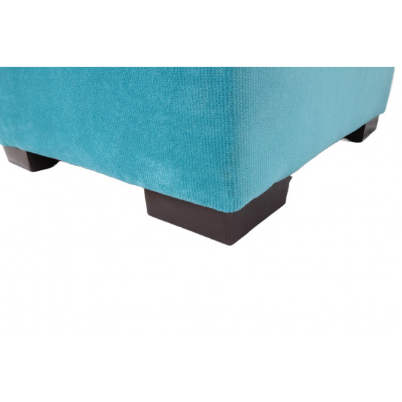 Blue fabric and kilim square pouf