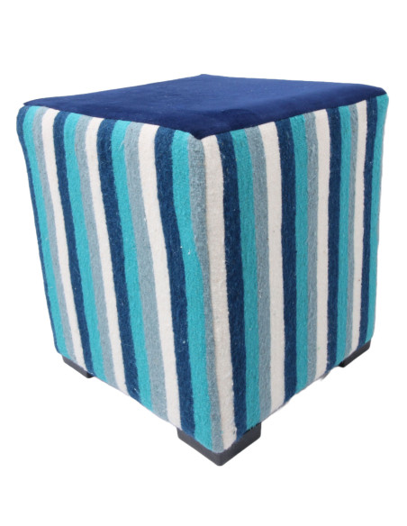 Kilim-style cube pouf