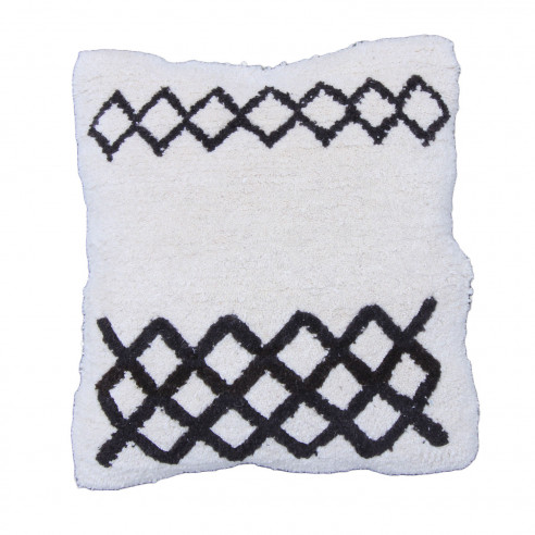 White Berber cushion with black pattern