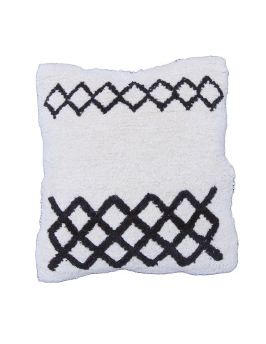 White Berber cushion with black pattern