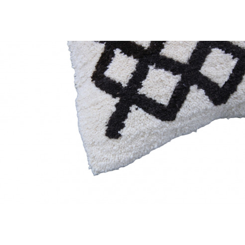 White Berber cushion with black pattern