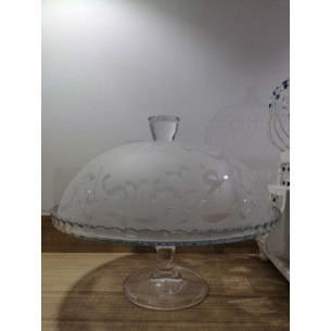 Plateau présentoir en verre motif arabesque