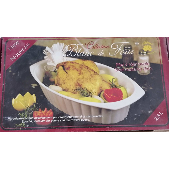 Plat à rôti ovale blanc