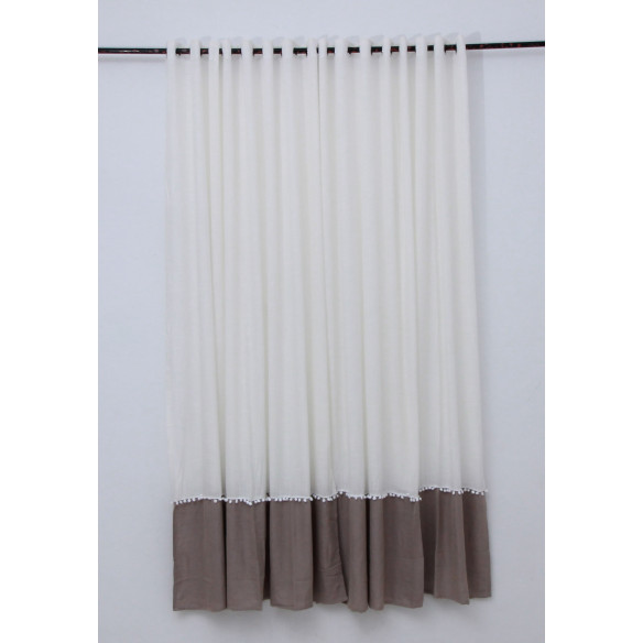 Rideau Hayek bi-couleurs avec ponpons