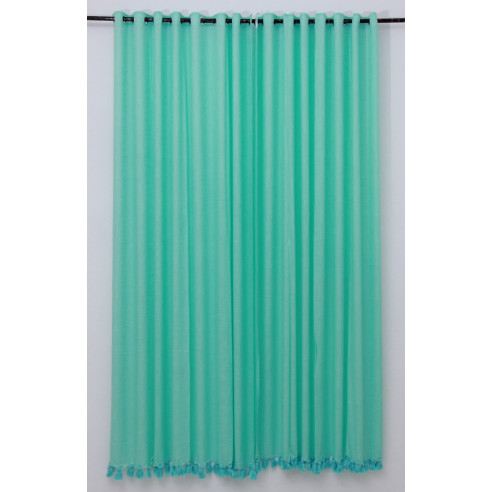 Green Hayek Curtain with Pompom