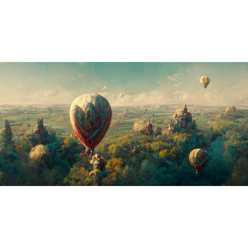 European landscape painting from a hot air balloon