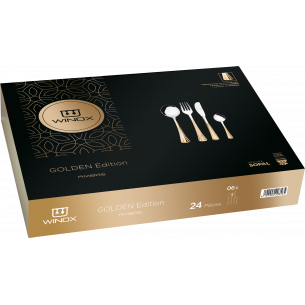   COFFRET EN BOIS COUVERT DE TABLE SERIE AMBRE GOLD 75P 