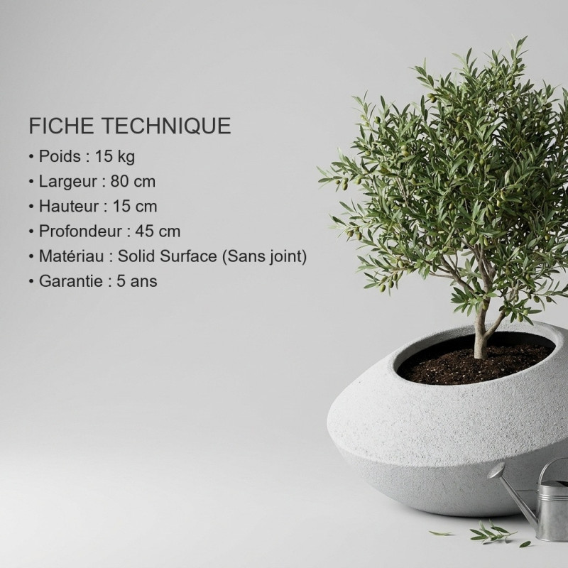 Bac à Fleurs Design Sonic 80cm pour Terrasse et...