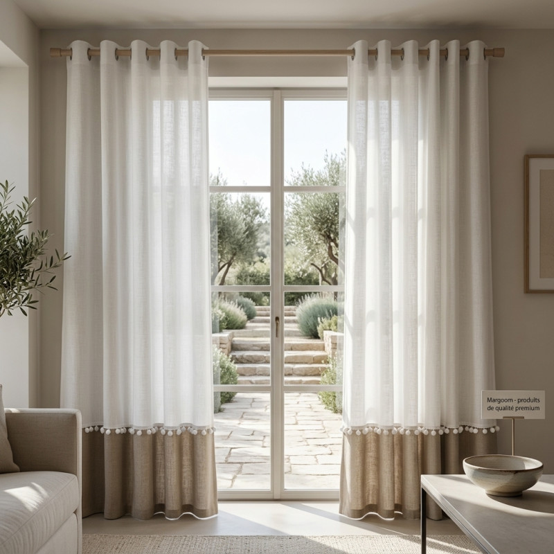Hayek Two-Tone Pompom Curtain