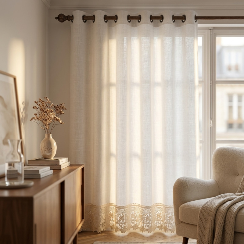 Elegant Hayek Curtain with Lace Trim