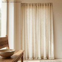 Artisanal Hayek Curtain with Pompoms