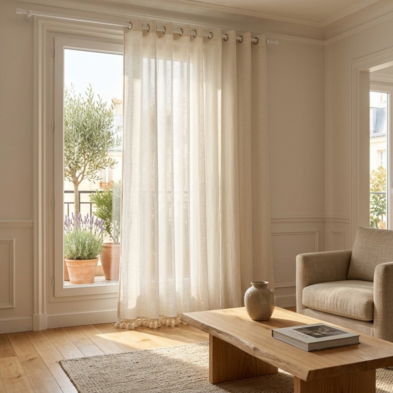 Artisanal Hayek Curtain with Pompoms