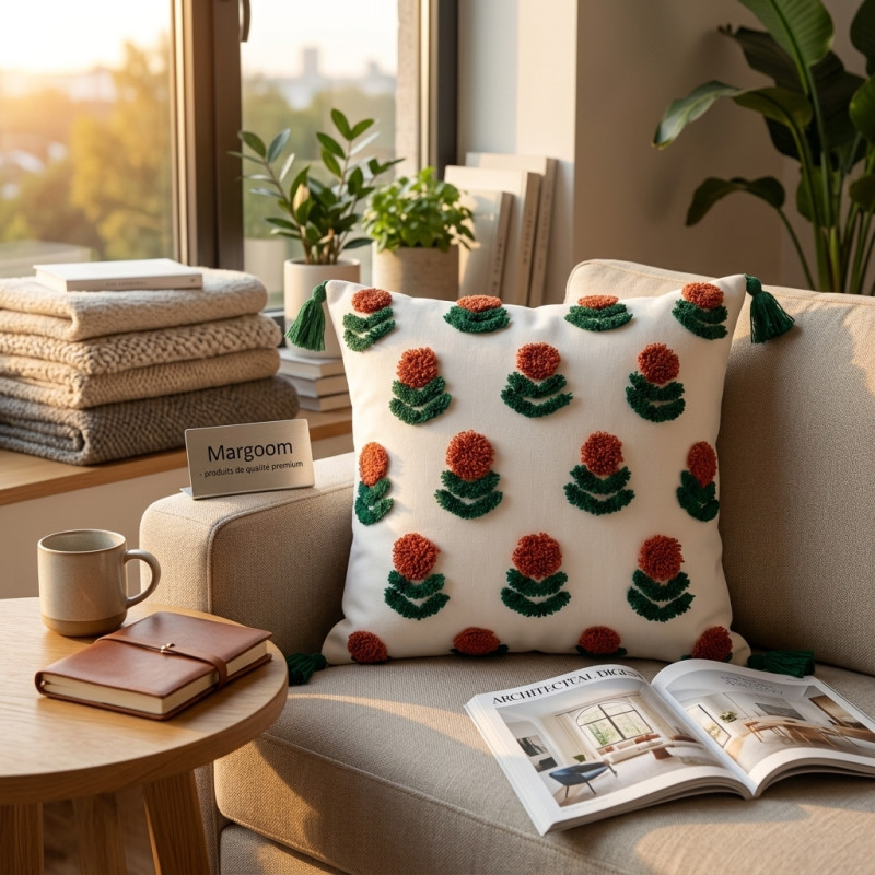 Coussin Berbère Fes en Laine Tissée Main
