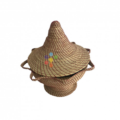 Decorative vegetable fiber basket with lid