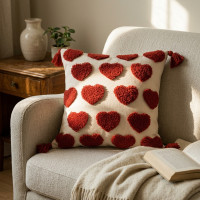Embroidered Heart Decorative Cushion 40x40cm