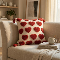 Coussin Déco Brodé Cœur