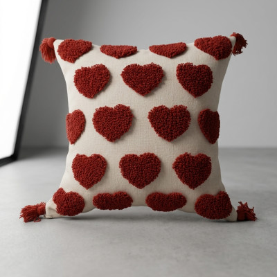 Coussin Déco Brodé Cœur 2