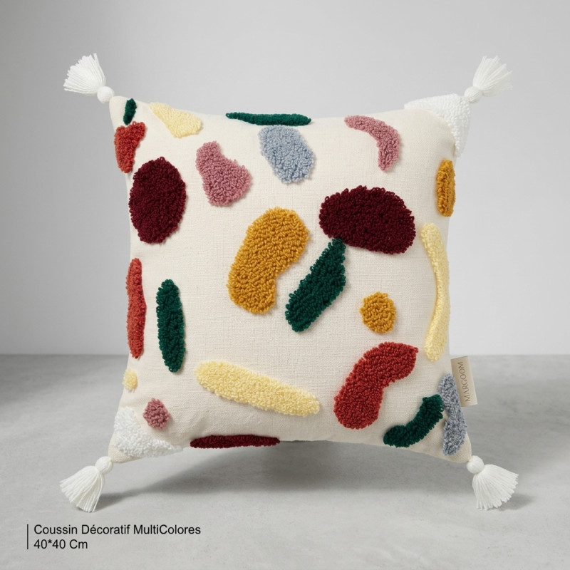 Coussin Carré Décoratif Multicolore 40x40 cm