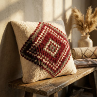 Coussin Berbère Kilim Multicolore Tissé Main