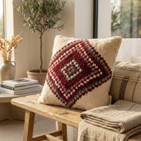 Coussin Berbère Kilim Multicolore Tissé Main