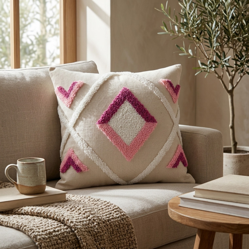 Colourful Embroidered Cushion - 40x40cm