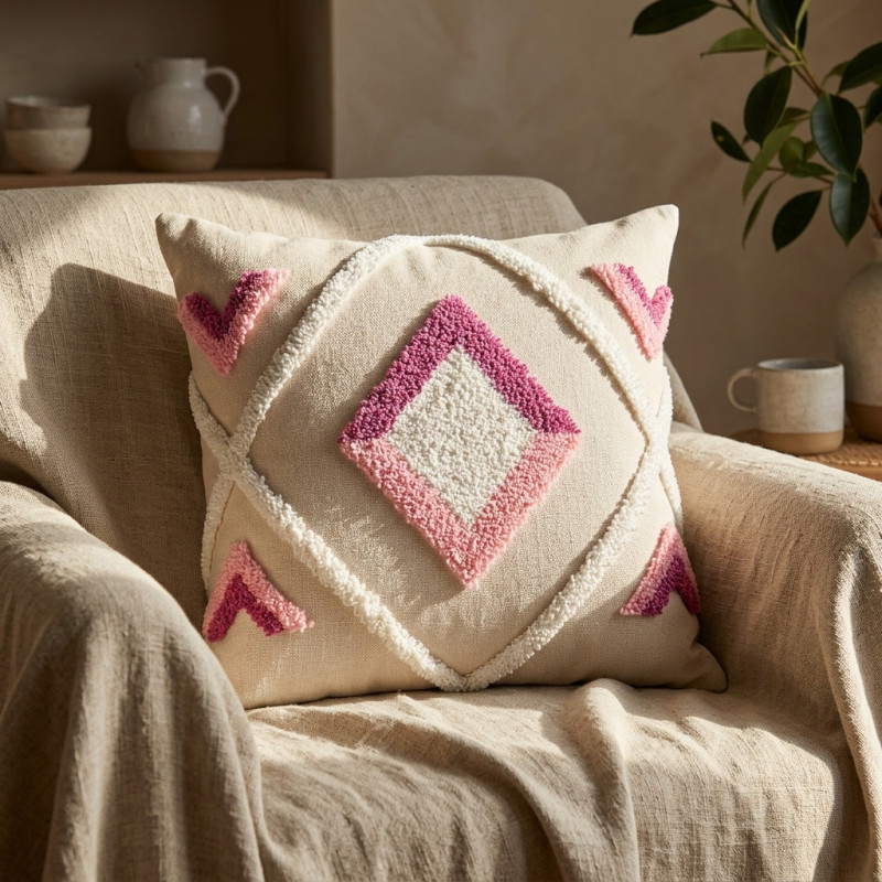 Coussin Décoratif Brodé Multicolore 40x40cm