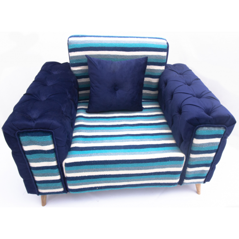 Tiana 1-seater blue padded sofa