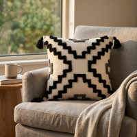 Coussin Berbère Artisanal à Pompons
