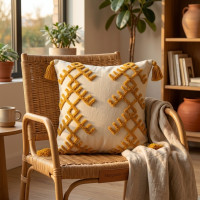 Mustard Yellow Embroidered Cushion 40x40 cm
