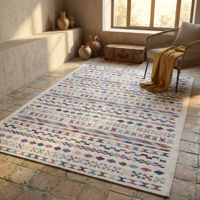 Maria Embroidered Berber Rug - Handmade Wool Carpet