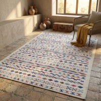 Maria Embroidered Berber Rug - Handmade Wool Carpet