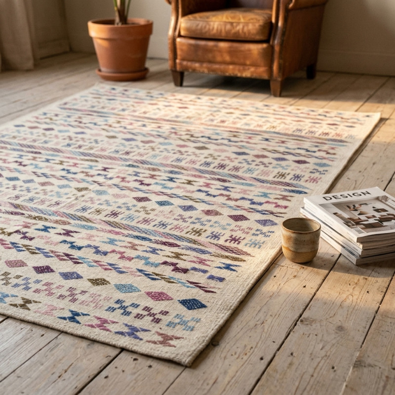 Maria Handmade Berber Embroidered Wool Rug